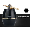 Black glossy personalized metal creative oil-electric hybrid lighter jar with gold accents and matching applicator branded honest