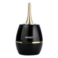 Black glossy ceramic jar with gold-tone metallic lid and honest brand name for personalized metal creative oil-electric hybrid lighter