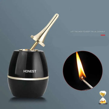 Black honest brand personalized metal creative oil-electric hybrid lighter with gold wick and metallic base oil burner