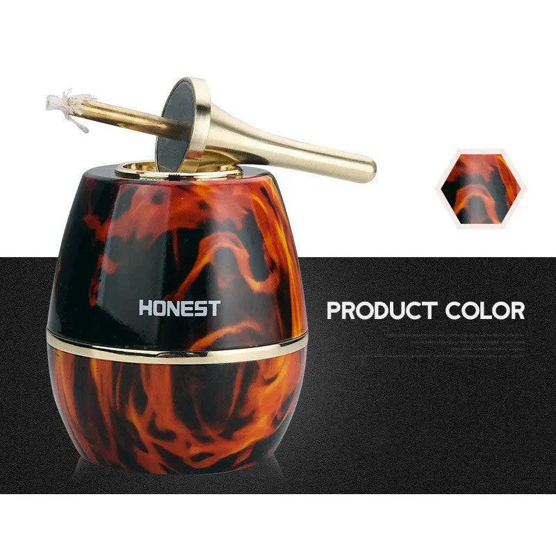 Honest brand personalized metal creative oil-electric hybrid lighter with glossy black and amber tortoiseshell and gold accents