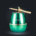 Green metallic hones brand ashtray with gold-tone lid and handle paired with personalized metal creative oil-electric hybrid lighter