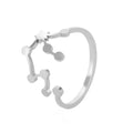 Personalized stainless steel silver constellation ring with sleek open-band design and polished metallic finish