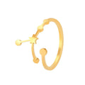 Gold-toned personalized stainless steel constellation ring with adjustable open design featuring star and spheres