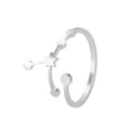 Silver adjustable personalized stainless steel constellation ring with minimalist star motif and small spherical beads