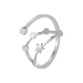 Personalized stainless steel silver constellation ring with sleek open design featuring connected dots and central star