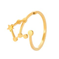 Gold-colored personalized stainless steel constellation ring with adjustable star-shaped and circular connected elements