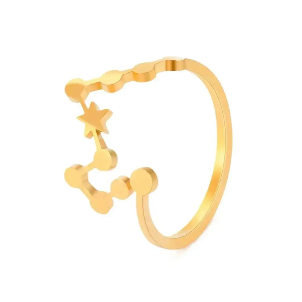 Gold-colored personalized stainless steel constellation ring with sleek minimalist design in stainless steel silver finish