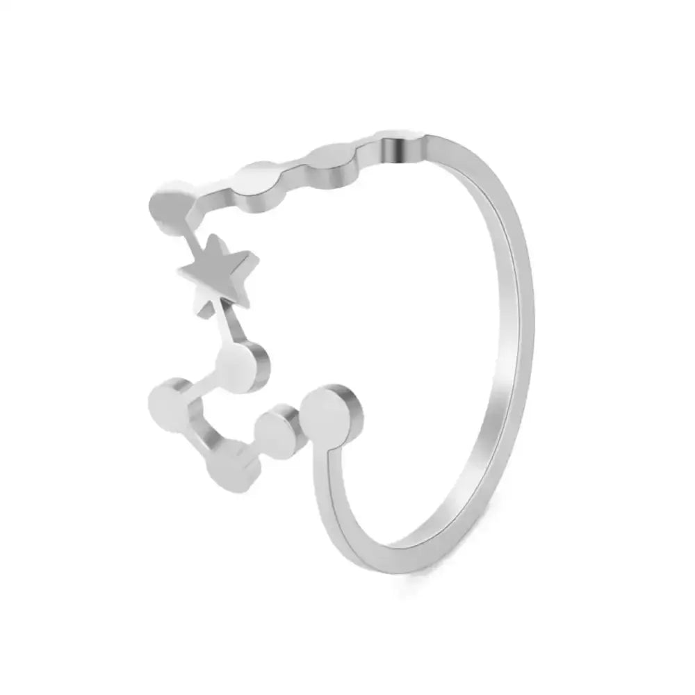 Personalized stainless steel constellation ring in silver featuring a sleek minimalist design with interconnected stars and dots