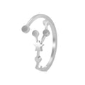 Personalized stainless steel silver constellation ring featuring a central star and connected spherical beads design