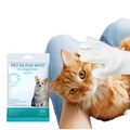 White pet cleaning gloves package for dogs and cats designed for effective pet cleaning and grooming use