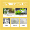 Ingredients including purified water mint extract and ethanol on the back of pet skin care herbal yeast supplement