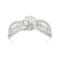 Silver rhinestone crown luxury with intricate phoenix motif and swirling metalwork luxury bridal headdress design