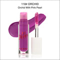 Phoera high shine crystal lip gloss in vibrant purple orchid shade with pink pearl for luxury women’s fashion looks
