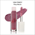 Phoera high shine crystal lip gloss in rosy mauve shade 120 fancy with silver applicator for luxury women’s fashion looks