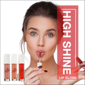 Phoera high shine crystal lip gloss in a sleek transparent tube with white cap and metallic finish for luxury women’s fashion