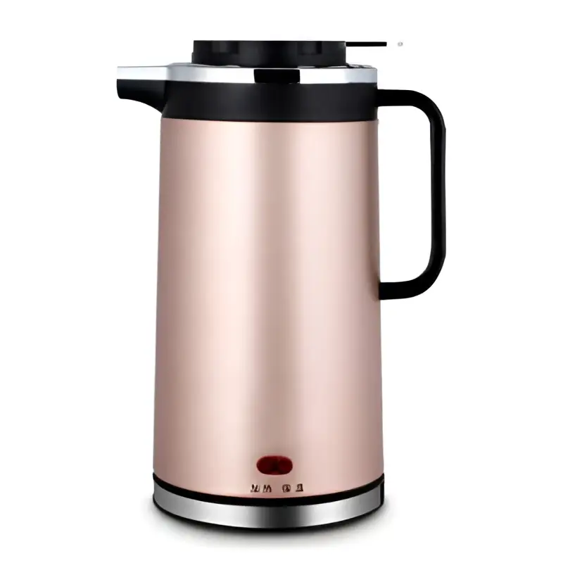 Rose gold stainless steel electric kettle double insulated with black handle and lid accents pink 1.8l stainless steel electric