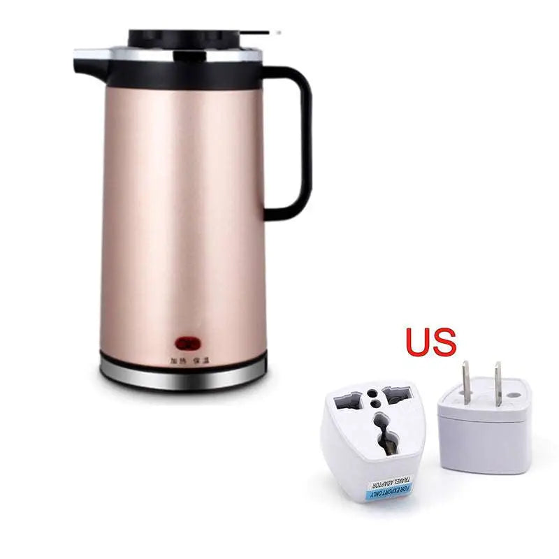 Pink 1.8l rose gold stainless steel electric kettle double insulated with black handle and lid accents