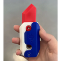 Red white and blue plastic lime radish knife with crown logo handle for gravity cub toy printing gravity cub use