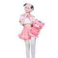 Pink plush cat stuffed toy with black ears and white accents in sailor suit cosplay costume fgo design
