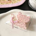 Pink butterfly floral small jaw clip featuring a secure jaw clip design with pink leopard-print cat shape and satin bow