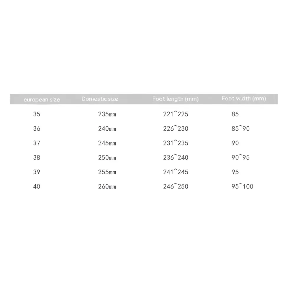 A table displaying shoe size conversions for pink croc knee boots plus size including european and foot measurements