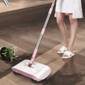 Pink and white electric hand push sweeper household broom with sleek modern design for efficient floor cleaning