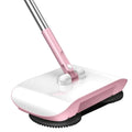 Pink and white electric hand push sweeper household broom with sleek design and black bristles for efficient cleaning