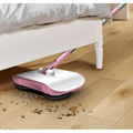 Pink and white electric hand push sweeper household broom with a sleek modern design for efficient floor cleaning