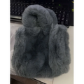 Gray faux fur phone case with soft plush texture and rounded edges complementing pink faux fur chain plush handbag