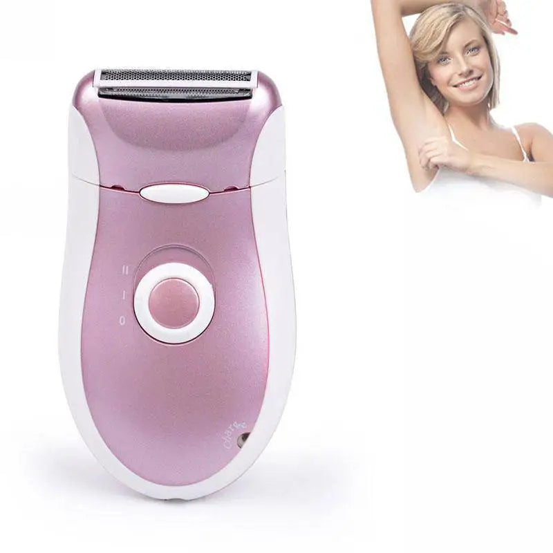 Pink girls hair removal device electric epilator razor with sleek ergonomic design in pink and white colors