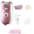 Pink girls hair removal device electric epilator razor with sleek ergonomic design and multiple rotating heads