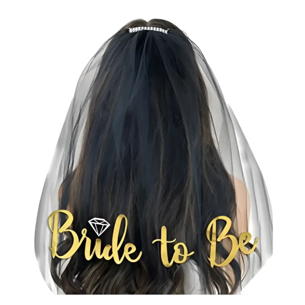 Sheer pink gold foil bride veil with diamond-shaped embellishment on popular tulle for bridal occasions
