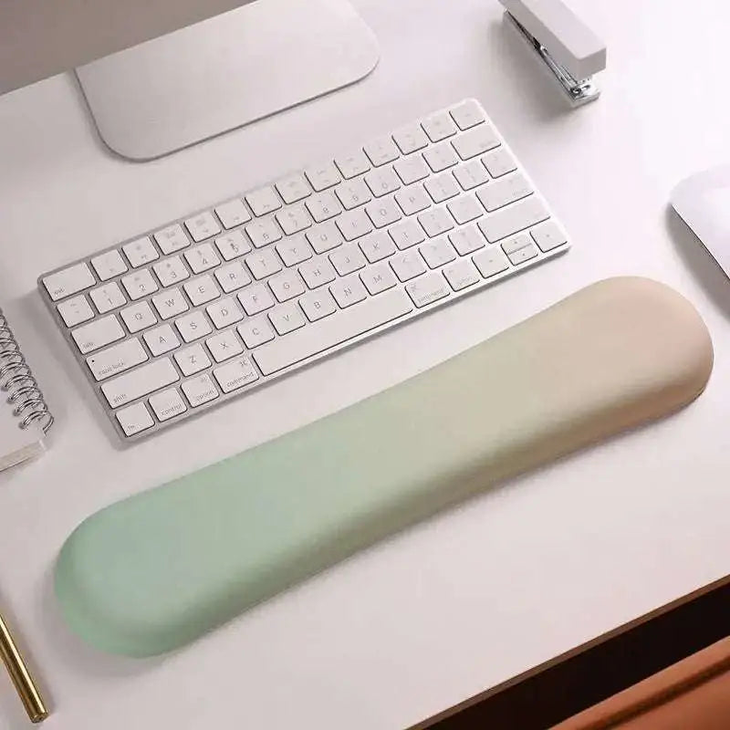 Pastel green and beige gradient silicone wrist rest for pink gradient memory foam soft mouse pad supporting wrist health