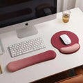 Pink gradient memory foam soft mouse pad with ergonomic wrist rest and cushioned surface for wrist health