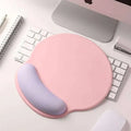Pink gradient memory foam soft mouse pad with lavender gel wrist rest for enhanced wrist health and comfort