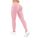 Pink high waisted scrunch butt workout leggings made of smooth, squat proof material for optimal performance