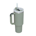 Mint green insulated tumbler with white lid black steel handle straw from pink kiss stainless steel handle straw tumbler