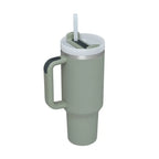 Mint green insulated tumbler with white lid black steel handle straw from pink kiss stainless steel handle straw tumbler