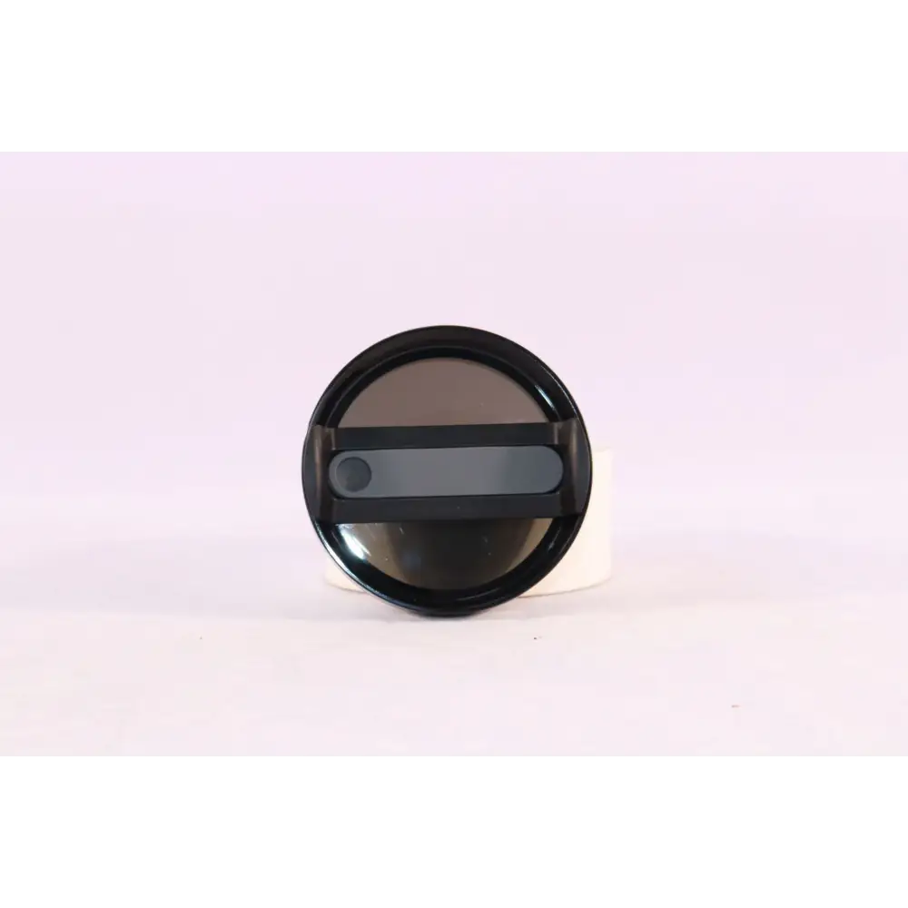 Black circular lid with matte finish and horizontal grip bar for pink kiss insulated tumbler with steel handle straw