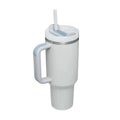 White insulated tumbler with silver steel handle straw lid from pink kiss stainless steel insulated tumbler collection