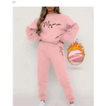 Pink mama long sleeve printed fleece jogger set with soft cozy fleece material for casual wear