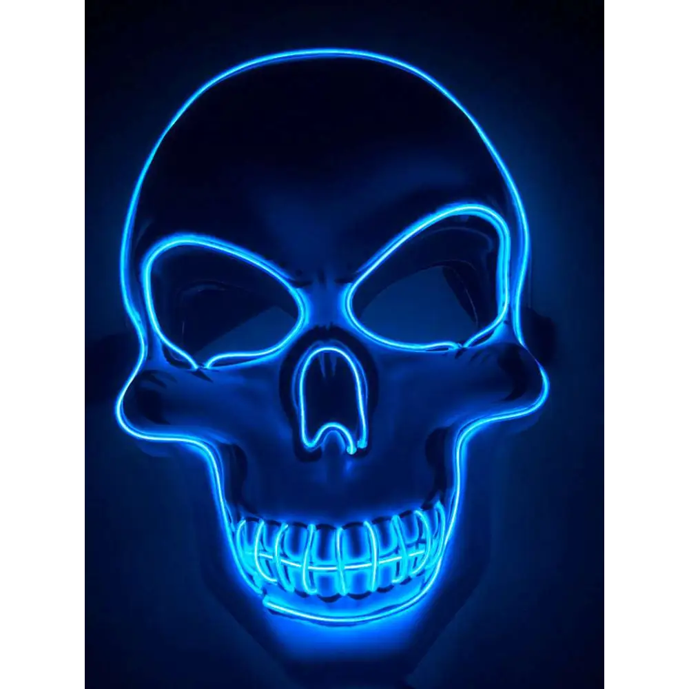 Halloween Skeleton Mask LED Glow Scary Mask Button Full Cup Plus Size Bra Without Wi Royalessencelux
