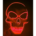 Pink neon halloween skeleton mask featuring a glowing red led glow skull with intricate wire jawline detailing