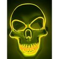 Glowing neon yellow halloween skeleton mask led glow with illuminated eye sockets and teeth for neon halloween skeleton use