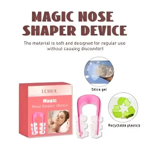 Pink silicone nose shaping device with soft flexible design for gentle correction nose contour and nose bridge enhancement