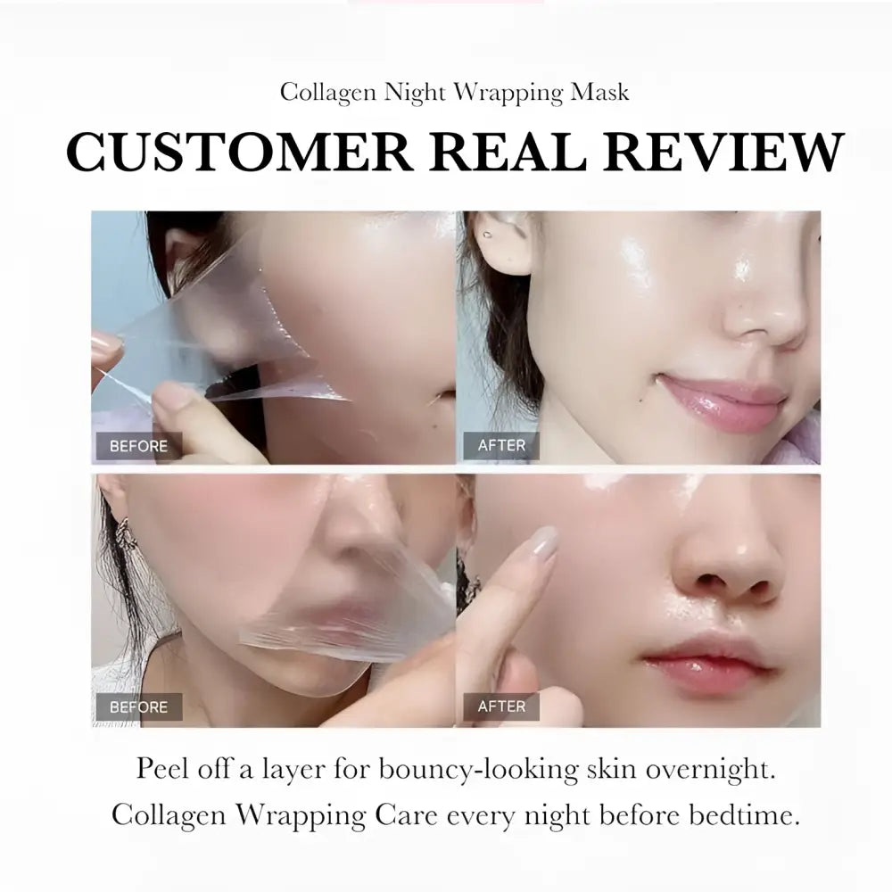 Transparent collagen night wrapping mask from pink nouelv collagen good rejuvenating product for nighttime skin care