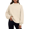 Cream-colored oversized crewneck sweatshirt with relaxed fit and ribbed cuffs in pullover sweatshirt solid style