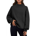 Black oversized crewneck sweatshirt with relaxed fit and ribbed cuffs in a pullover sweatshirt solid style