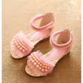 Pink pearl mesh summer girls sandals featuring delicate mesh and lace-up design for toddler girls
