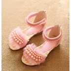 Pink pearl mesh summer girls sandals featuring delicate mesh and lace-up design for toddler girls
